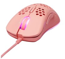 Itin lengva žaidimų pelė DELTACO GAMING PM75 6400 DPI, RGB, guma padengtos šoninės rankenos, rožinė / GAM-108-P|GAM-108-P