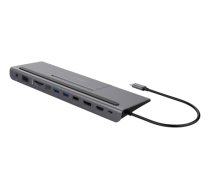 USB-C jungčių stotelė DELTACO USB-C maitinimo šaltinis, 85 W, 4K UHD @ 60Hz, DP, HDMI, VGA, RJ45, 3.5mm, 1 Gbit/s, pilka / USBC-DOCK2|USBC-DOCK2