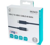 Kabelis DELTACO USB4 gen3, USB-C - USB-C, 5A EPR, juoda, 0,8m / USBC-4008M|USBC-4008M