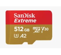 SanDisk Extreme microSDXC 512GB + SD Adapter + 1 year RescuePRO Deluxe up to 190MB/s & 130MB/s Read/Write speeds A2 C10 V30 UHS-I U3|SDSQXAV-512G-GN6MA