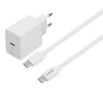 DELTACO USB-C sieninis įkroviklis, 1x USB-C PD 20 W, 1 m USB-C laidas, baltas, USBC-AC146|USBC-AC146