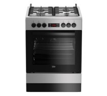 BEKO Cooker FSM62320DSS 60 cm, A, Gas/Electric, LED screen, Inox color/black glass|FSM62320DSS