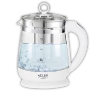 Adler | Kettle | AD 1299 | Electric | 2200 W | 1.5 L | Glass | 360° rotational base | White|AD 1299