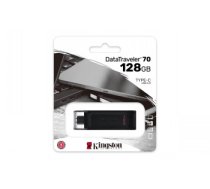 Kingston | USB Flash Drive | DataTraveler 70 | 128 GB | USB 3.2 Gen 1 Type-C | Black|DT70/128GB