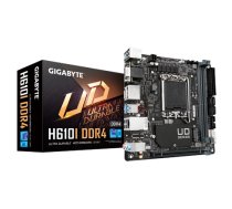 Gigabyte | H610I | Processor family Intel | Processor socket LGA1700 | DDR4 DIMM | Supported hard disk drive interfaces M.2, SATA | Number of SATA connectors 4|H610I