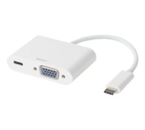 DELTACO USB-C jungčių stotelė, VGA / USB-C, 60W USB-C PD, baltas / USBC-VGA2|USBC-VGA2