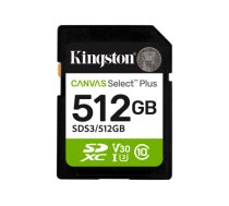 Kingston Canvas Select Plus | 512 GB | SD | Flash memory class Class 10, UHS-I, U1/U3, Video Class 10/30|SDS3/512GB