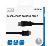 Kabelis DELTACO DisplayPort į HDMI, 4K UHD, 1m, juodas / DP-3010-K / R00110011|R00110011