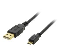 Mob. telefono kabelis DELTACO USB 2.0 "A-micro B", 1.0m, juodas / MICRO-101|MICRO-101