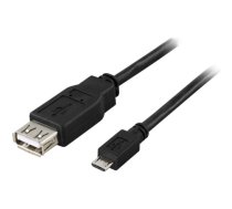 Kabelis DELTACO USB 2.0 "micro B-AF" OTG, 0.2m, juodas / USB-73|USB-73