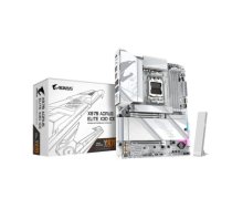 Gigabyte X870 AORUS ELITE X3D ICE | Processor family AMD | Processor socket AM5 | DDR5 | Supported hard disk drive interfaces SATA, M.2 | Number of SATA connectors 4|X870 A ELITE X ICE