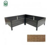 Paaugstinātā dārza dobe KLASIKA Woodlook L – formas, brūna: 150x150x75x75x75x75 cm, h-30 cm