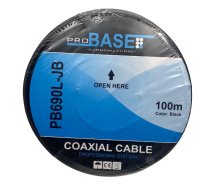 Koaksiālais kabelis melns ar želeju 100m PRO BASE PB690L-JB