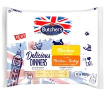 BUTCHER'S Delicious Dinners Chicken, Chicken with turkey - wet cat food - 4 x 100g