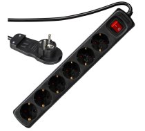 REV Multiple Socket Outlet 2m 6-fold with switch, black