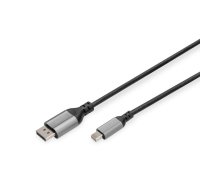 DIGITUS 8K DisplayPort Cable 1.4 60Hz, mini DP/DP, Alu black 1m