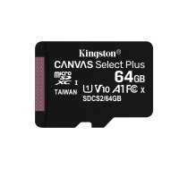 Card memory with adapter Kingston Canvas Select Plus SDCS2/64GB (64GB; Class 10, Class U1, V10; + adapter)