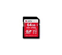 AgfaPhoto SDXC Card 64GB High Speed Class 10 UHS I U1 V30