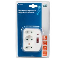 REV 3-fold Adapter w. switch and Surge Protection white