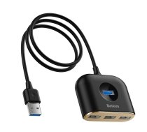 4-in-1 Baseus Square Round USB Adapter, HUB USB 3.0 to 1x USB 3.0 + 3x USB 2.0, 1m black