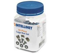 Intellinet Cage Nut Set (50 Pack), M6 Nuts, Bolts and Washers, Suitable for Network Cabinets/Server Racks, Plastic Storage Jar, Lifetime Warranty