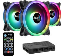 Aerocool DUO12PRO Kit 3xFan 12cm ARGB LED Dual Ring Antivibration 6 Pins Black