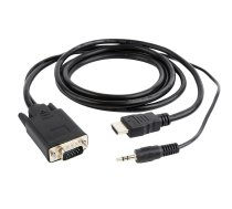 Adapter GEMBIRD A-HDMI-VGA-03-10 (HDMI M - D-Sub (VGA), Jack stereo 3,5 mm M; 3m; black color)