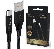 Extralink Smart Life Braided 15W USB Type-A to Type-C 2m Black | USB Cable | 5V 3A  (CABESL01)