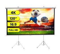 Extralink PROJECTION SCREEN 120" 16:9, 266x149CM WHITE PVC, SEMI-AUTO ROLLER, WITH STAND, PSR-120  (EX.30538)