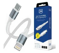 3MK Hyper Cable N-SERIES USB-C to Lightning Cable, 50cm, PD 3.0, 9V/3A, 27W, White ()