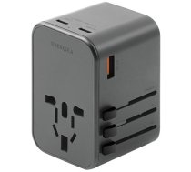 Energea ład. siec. 1xUSB+2xUSB-C PD-PPS-QC 3.0 65W 1A2C adapter 4w1 US/UA/EU/UK szary/gunmetal Travelworld Adapter GaN65W  (TWA-GAN65-GUN)