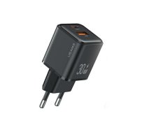 USAMS Ład. siec. 1xUSB+1xUSB-C PD30W 3A (only head) PD3.0 Fast Charging czarny/black X-ron Series CC189TC01 (US-CC189)  (CC189TC01)