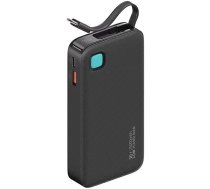 USAMS Power bank with retractable USB-C cable, retractable 10000 mAh, 20W PD Fast Charge, XY Series, black/black, 10KCD22401(US-CD224) (10KCD22401)