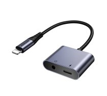 Joyroom 2-in-1 Audio adapter  SY-L01 Lightning to 3.5mm + Lightning (black)  (SY-L01)