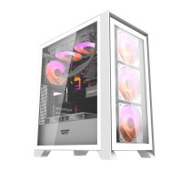 Darkflash Computer case  DRX70 GLASS + 4 RGB fans (white)  (DRX70 GLASS WHITE)