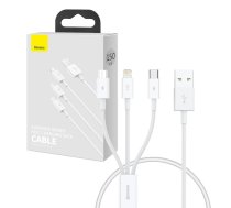 Baseus Quick Charge USB to M+L+C   Superior Data 3.5A 0,5m (White)  (P10320105221-01)