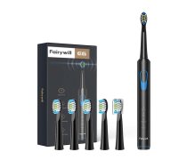 Fairywill Sonic toothbrush with head set  FW-E6 (Black)  (6EUFWE6+6BK)