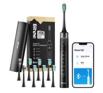 Bitvae Sonic toothbrush with app, tips set and travel etui S2 (black)  (S2 Black+heads+case)