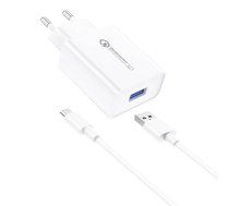 Foneng Wall Charger  EU13  + USB to Micro USB Cable, 3A (White)  (EU13 Micro)