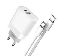 XO Wall Charger  L64, USB + USB-C, 20W (White)  (L64)