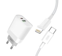 XO Wall Charger with Lightning Cable L64 20W, QC3.0, PD (white)  (L64 + Lightning)