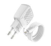 Foneng Charger  EU25 USB-A 2-Port Charger 2.4A with Lightning cable (white)  (EU25 Lightning)