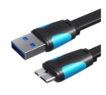 Vention Flat USB 3.0 A to Micro-B cable  VAS-A12-B050 0.5m Black  (VAS-A12-B050)