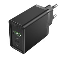 Vention Wall charger EU USB-A(18W), USB-C(20W)  FBBB0-EU, 2.4A, PD3.0 (black)  (FBBB0-EU)