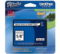 Brother TZ-E211, 6mm, black on white, adhesive, p-touch tape TZE211 4977766685054