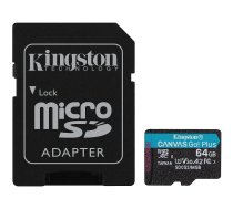 Kingston Canvas Go Plus, microSDXC, 64GB, UHS-I, U3, V30 +Adapter SDCG3/64GB 0740617301045