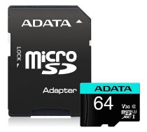 ADATA MicroSDXC, 64GB, Premier Pro + SDXC Adapter AUSDX64GUI3V30SA2-RA1 4710273771328