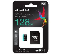 ADATA 128GB Premier Pro MICROSDXC, R/W up to 100/80 MB/s, with Adapter AUSDX128GUI3V30SA2-RA1 4710273771335