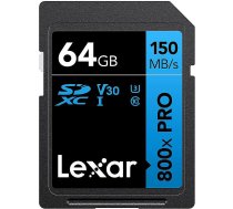 Lexar 800x, SDXC 64GB, UHS-I, U3, V30 LSD0800P064G-BNNNG 843367130139