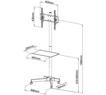 Mobile stand LCD/LED 23-55 inches adjustable with shelf, black | 100730 | 8051128100730